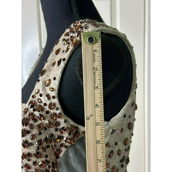 Lux Gal Women's 10 All Over Sequin and Beaded Straps Long Formal Gown - Picture 4 of 7